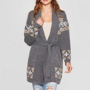 Knox Rose Long SleeveJaquard Belted Cardigan
